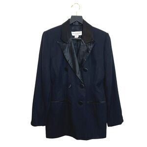 Lew Magram Collection Vintage Tuxedo Satin Collar‎ Lapel Double Breasted Blazer